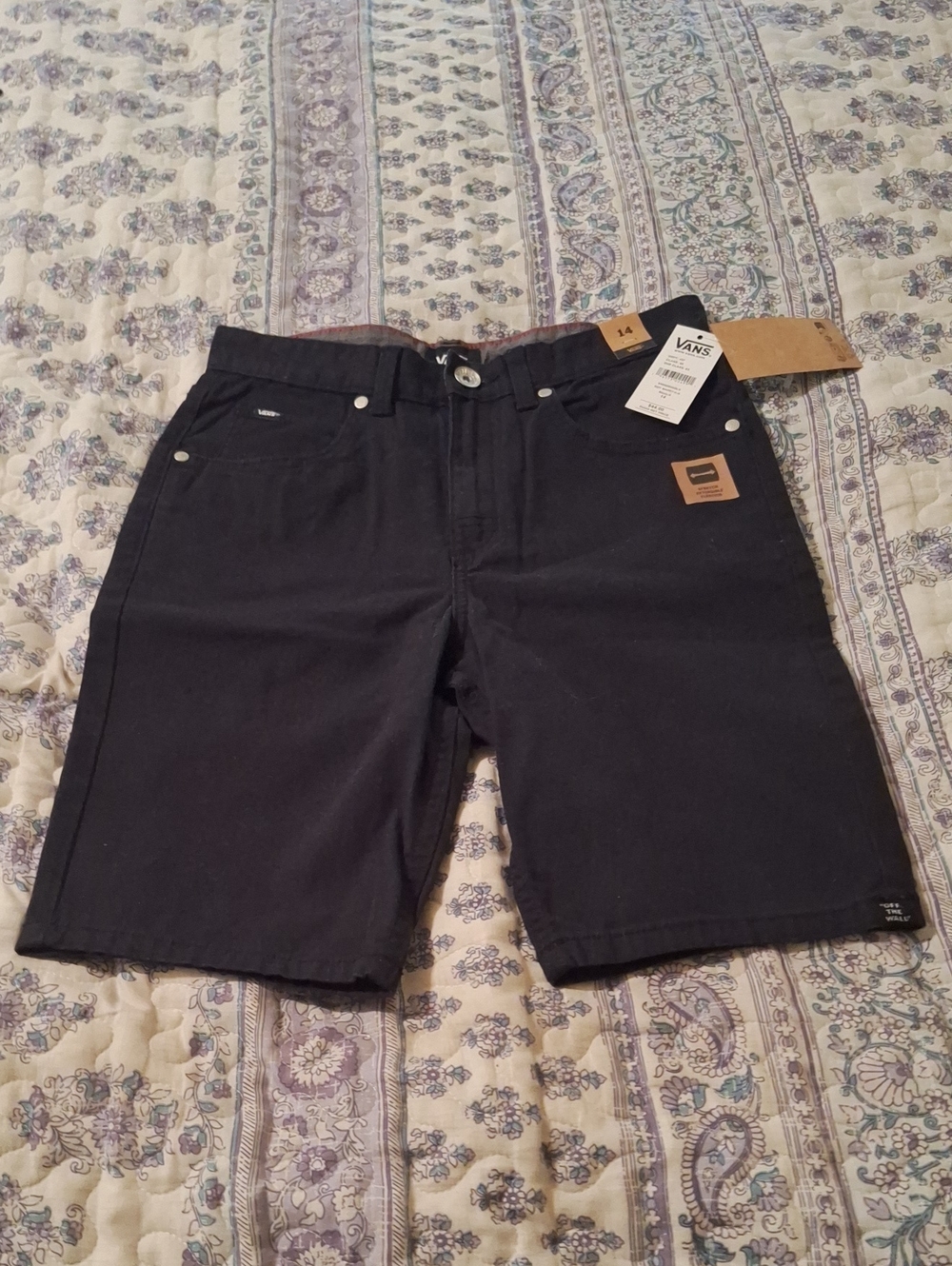 Vans Boy's Black Flat Front Canvas Shorts